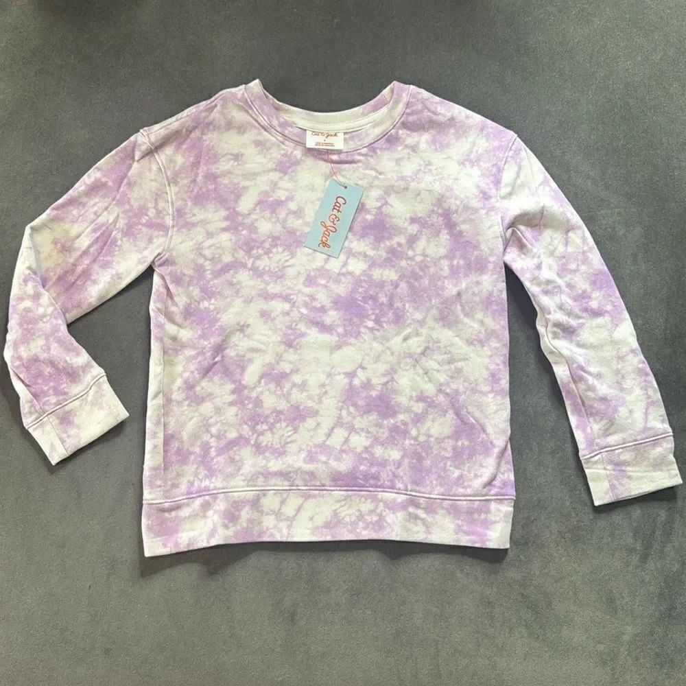 Cat & Jack Girl’s Purple Tie Dye Sweater 100% Cotton Size S NWT